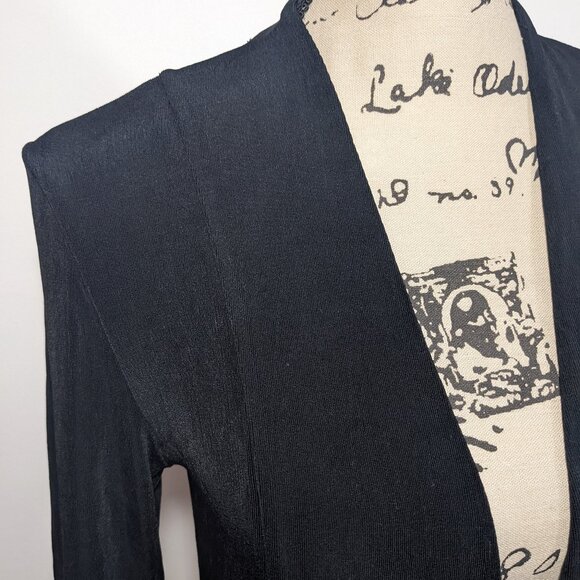 Chico's Travelers Black 3/4 Sleeve Open Slinky Knit Cardigan Sz 0 US S - Picture 4 of 12
